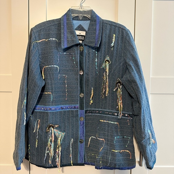 Vtg Artsy Yak Magik Large Jacket Boho Shacket   Embroidered Yarn Women’s silk - Picture 1 of 16